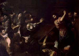 Valentin de Boulogne - Expulsion of the Money-Changers from the Temple (seventeenth century)